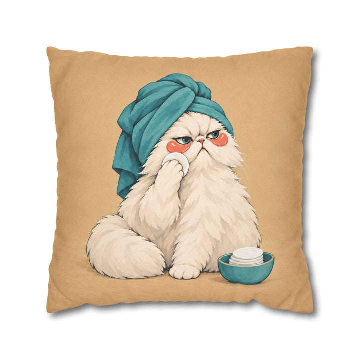 Towel Turban – Cat Bathroom Art with a Spa Day Skincare Routine – Pillow / Cover