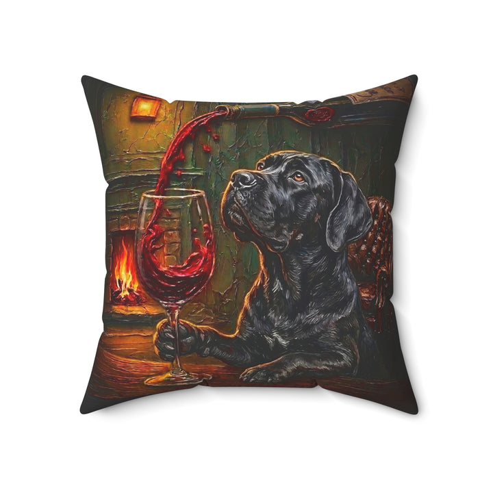 "Wine & Woof" - Cane Corso Throw Pillow - Dog Lover Home Decor
