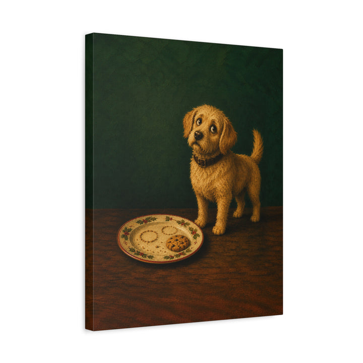 Cookie Quality Control – Christmas Wall Art with a Guarded Plate at Midnight – Canvas / Framed Canvas