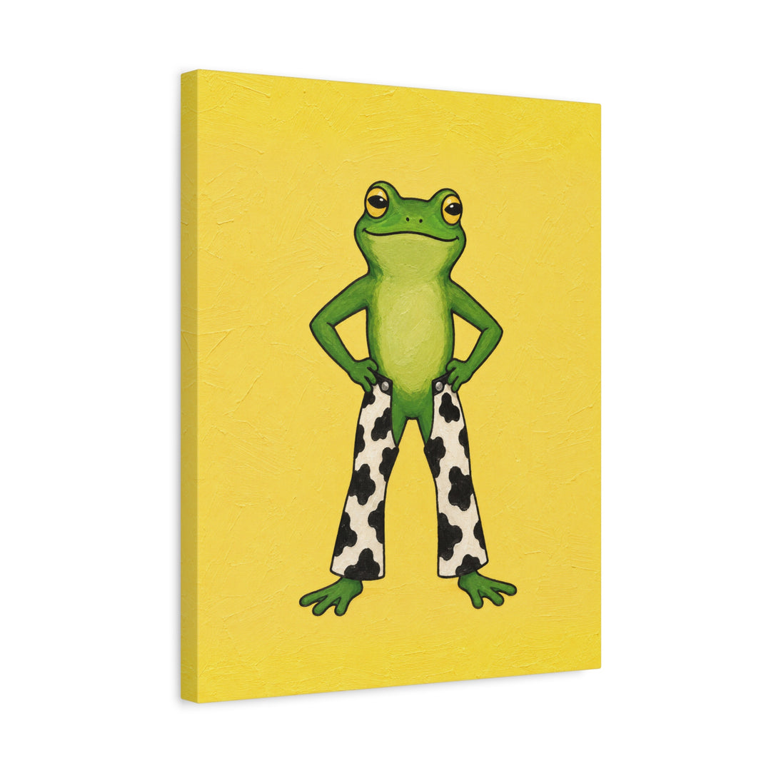 Ranch Dressing – Cowgirl Wall Art with a Frog on Butter Yellow – Canvas / Framed Canvas