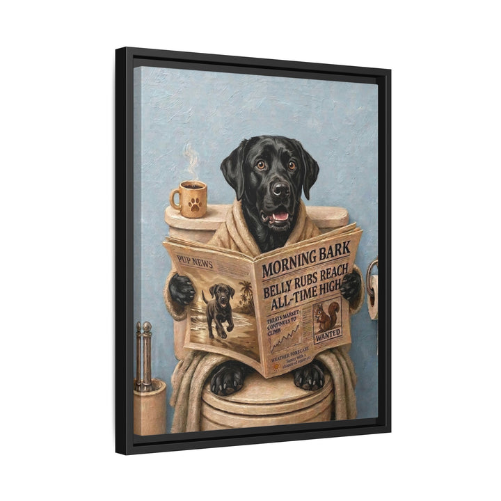 "Morning Business" - Labrador Vertical Framed Canvas - Dog Lover Wall Art