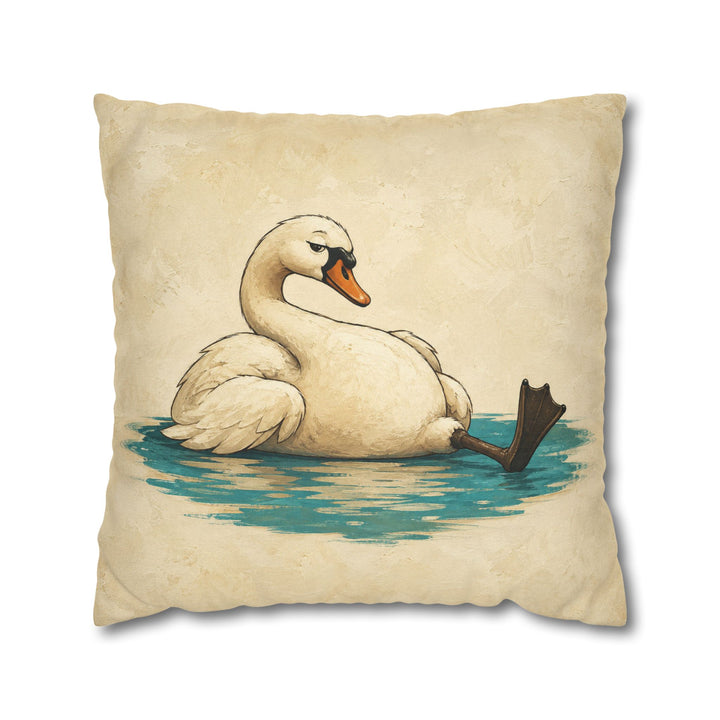 Swan Lake, Off Duty – Swan Art with a Glorious Slouch and One Leg Out – Pillow / Cover