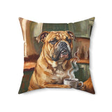 "Before Coffee" - English Bulldog Throw Pillow - Dog Lover Wall Art Home Decor