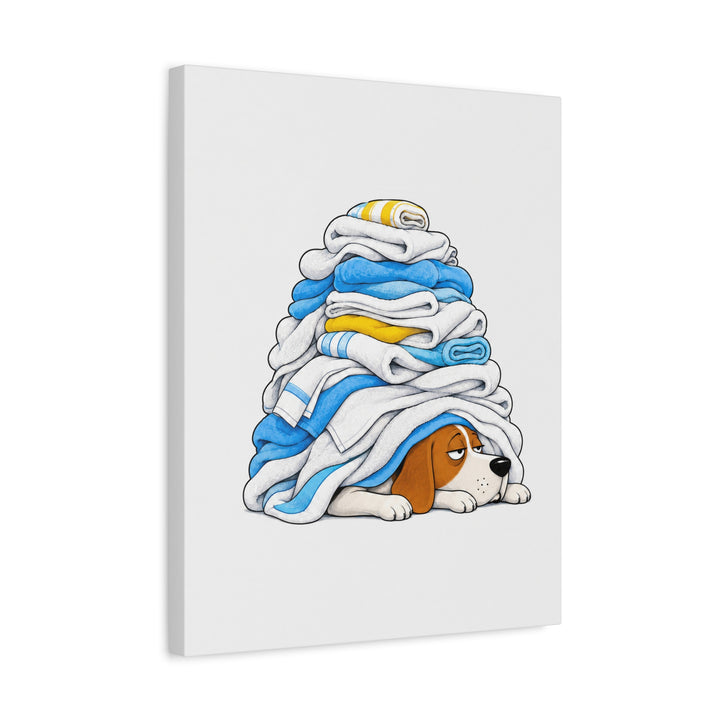 Laundry Day Mood – Laundry Room Decor with a Warm Towel Avalanche – Canvas / Framed Canvas