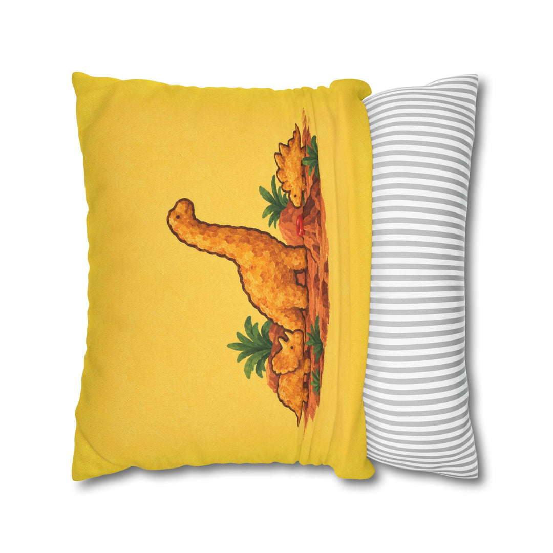 Dino Nuggets: A Still Life – Funny Kitchen Art with a Museum Diorama of Snacks – Pillow / Cover