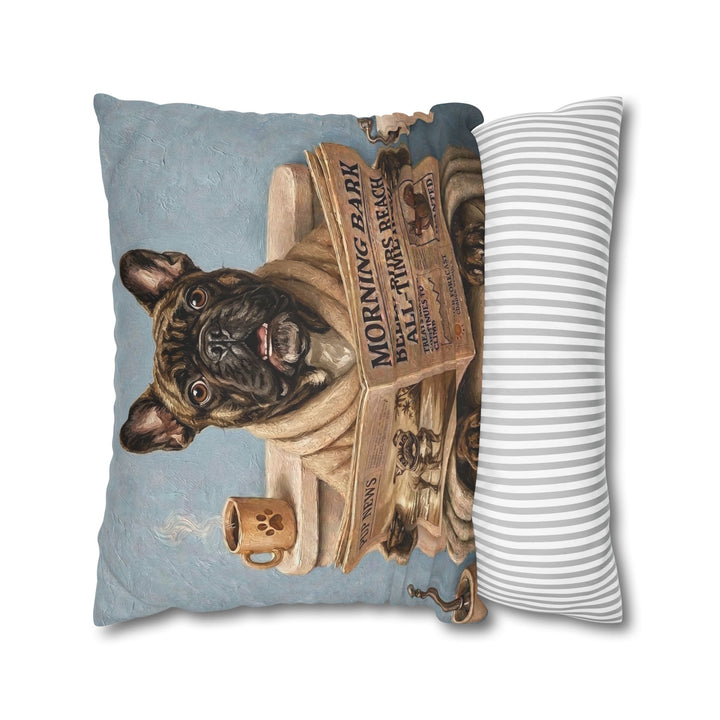 "Morning Business" - French Bulldog Throw Pillow - Dog Lover Home Decor