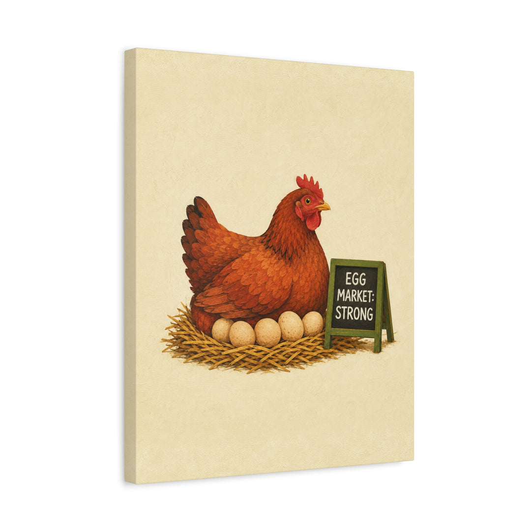Egg Economics – Chicken Wall Art with a Hen and a Tiny Chalkboard – Canvas / Framed Canvas