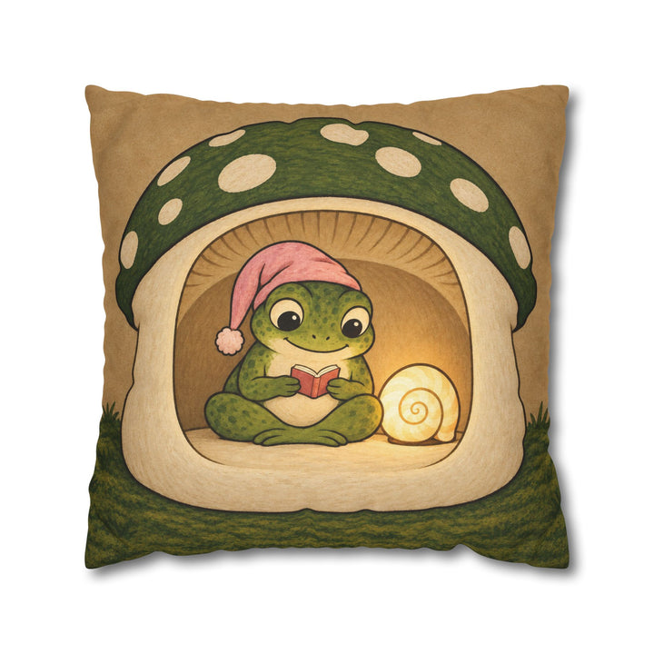Bedtime Story – Frog Decor with a Nightcap and Snail Shell Lamp – Pillow / Cover