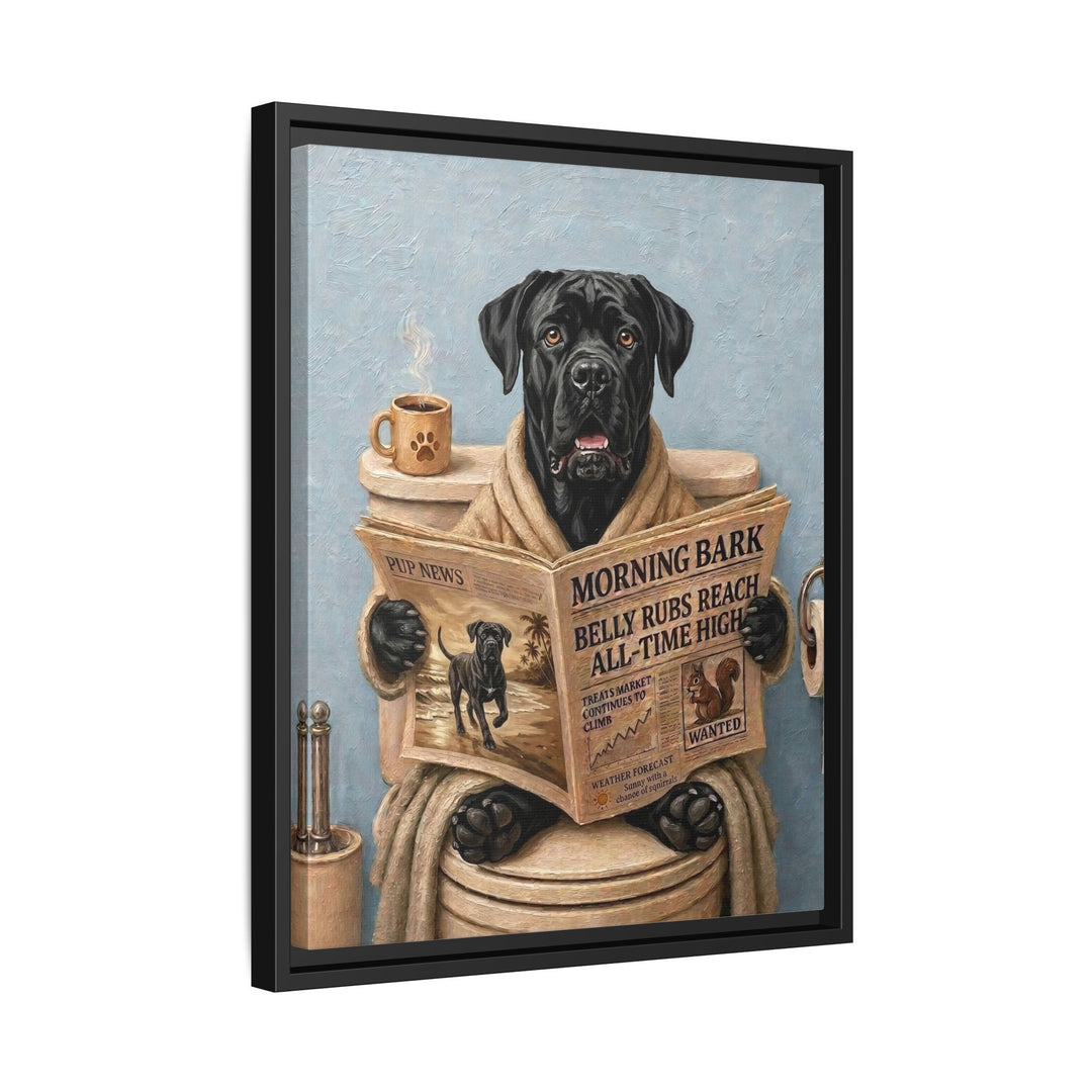 "Morning Business" - Cane Corso Vertical Framed Canvas - Dog Lover Wall Art
