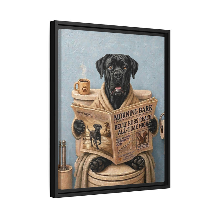 "Morning Business" - Cane Corso Vertical Framed Canvas - Dog Lover Wall Art