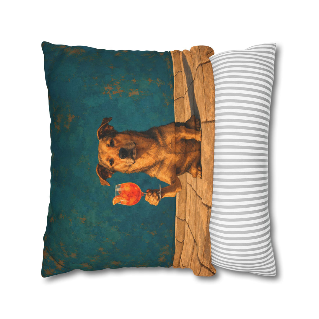 Spritz O'Clock – Orange Spritz with a Sunlit Terrace and a Dog – Pillow / Cover
