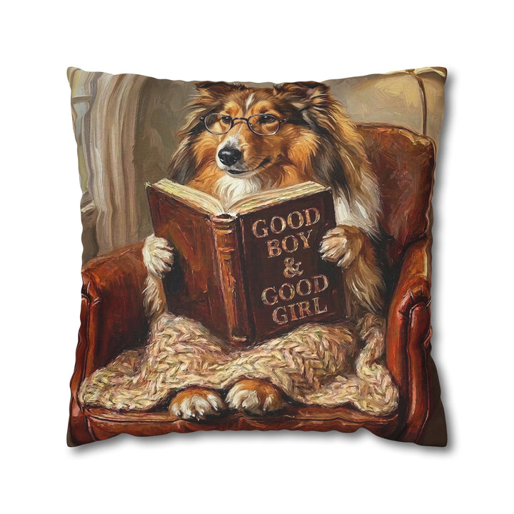 "Evening Read" - Shetland Sheepdog Throw Pillow - Dog Lover Home Decor