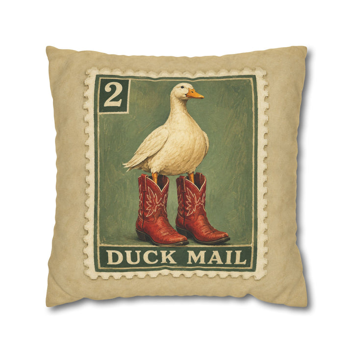 First Class Delivery – Duck Art with an Oversized Painted Stamp – Pillow / Cover