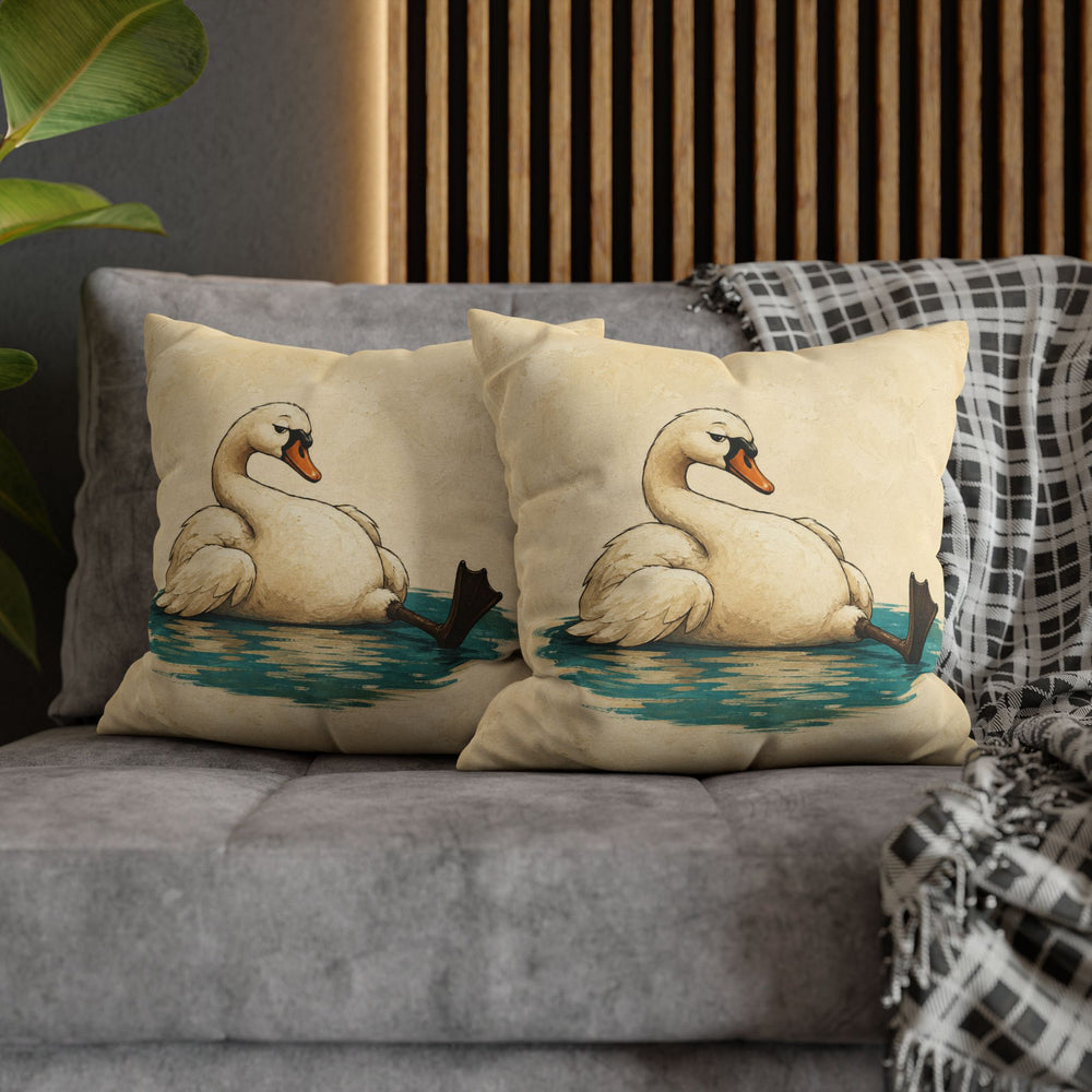 Swan Lake, Off Duty – Swan Art with a Glorious Slouch and One Leg Out – Pillow / Cover