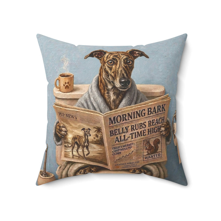 "Morning Business" - Greyhound Throw Pillow - Dog Lover Home Decor