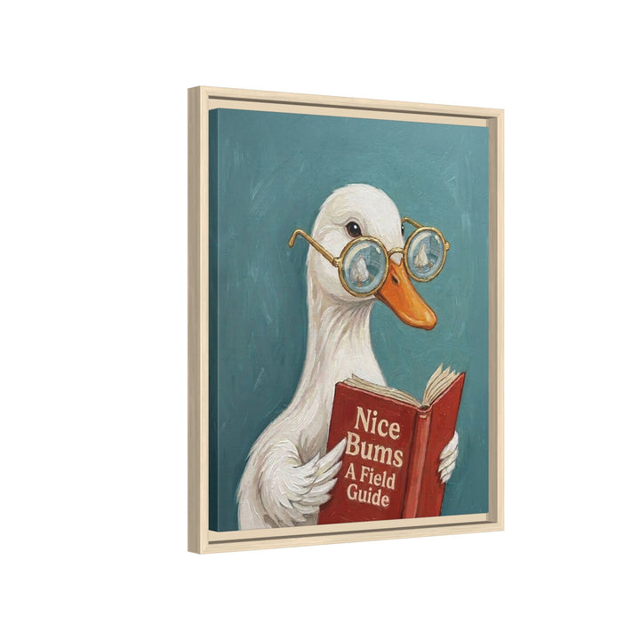 "Nice Bum" - Duck Vertical Framed Canvas - Animal Book Humor Wall Art