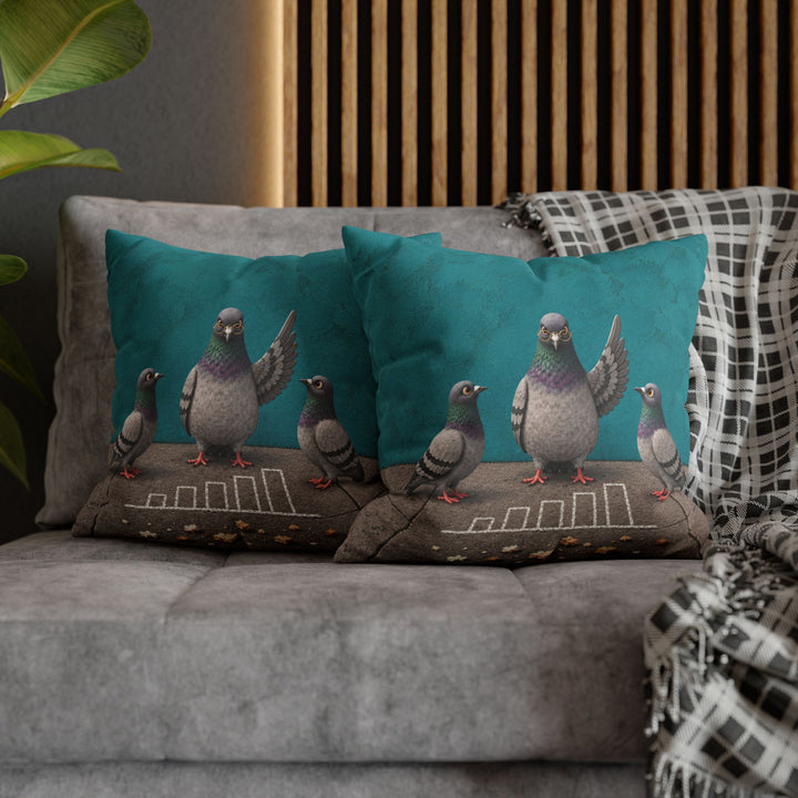 Crumb Economist – Pigeon Wall Art with a Sidewalk Chalk Diagram – Pillow / Cover