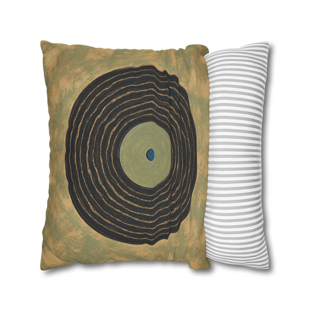 The B-Side – Vinyl Record Decor with Grooves Like Tree Rings – Pillow / Cover
