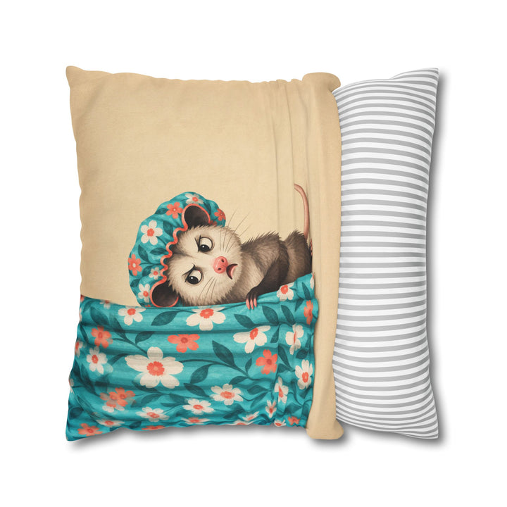 Shower Cap Society – Funny Bathroom Decor with a Startled Opossum – Pillow / Cover