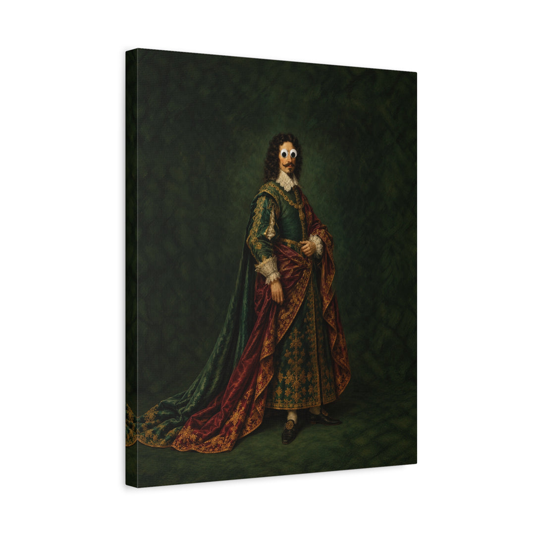 Old Master, Googly Eyes – Quirky Wall Art with a Baroque Nobleman and Googly Eyes – Canvas / Framed Canvas