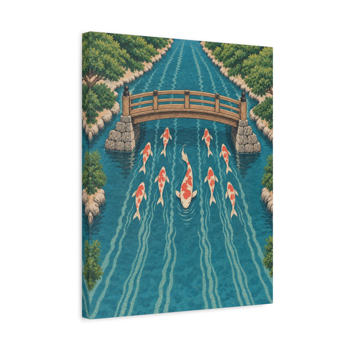 Koi Commute – Japanese Wall Art with Fish in Rush Hour Lanes – Canvas / Framed Canvas