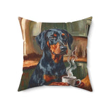 "Before Coffee" - Doberman Throw Pillow - Dog Lover Wall Art Home Decor