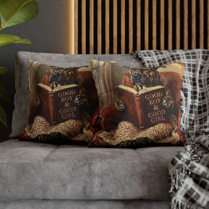 "Evening Read" - Pit Bull Throw Pillow - Dog Lover Home Decor