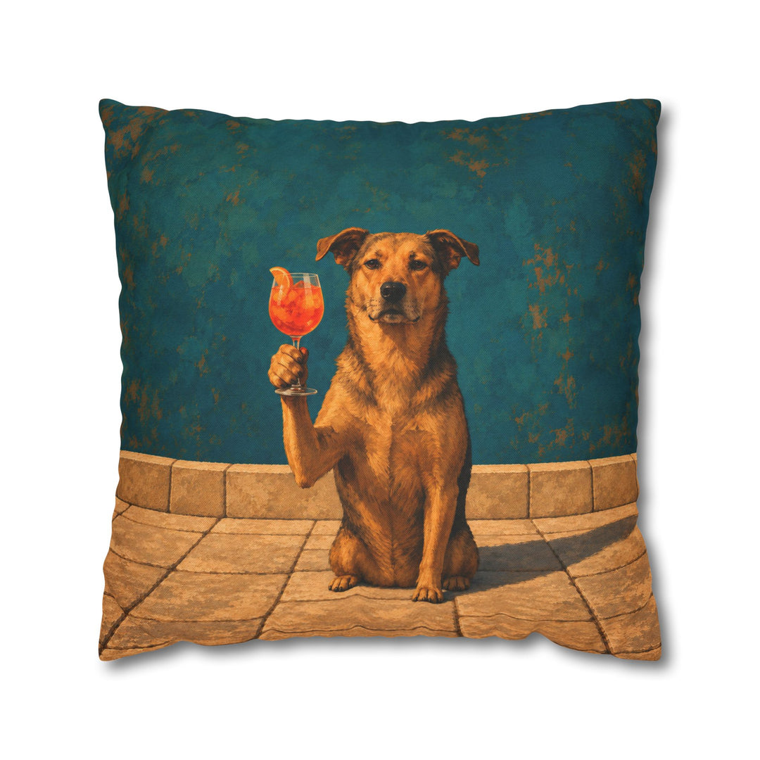 Spritz O'Clock – Orange Spritz with a Sunlit Terrace and a Dog – Pillow / Cover