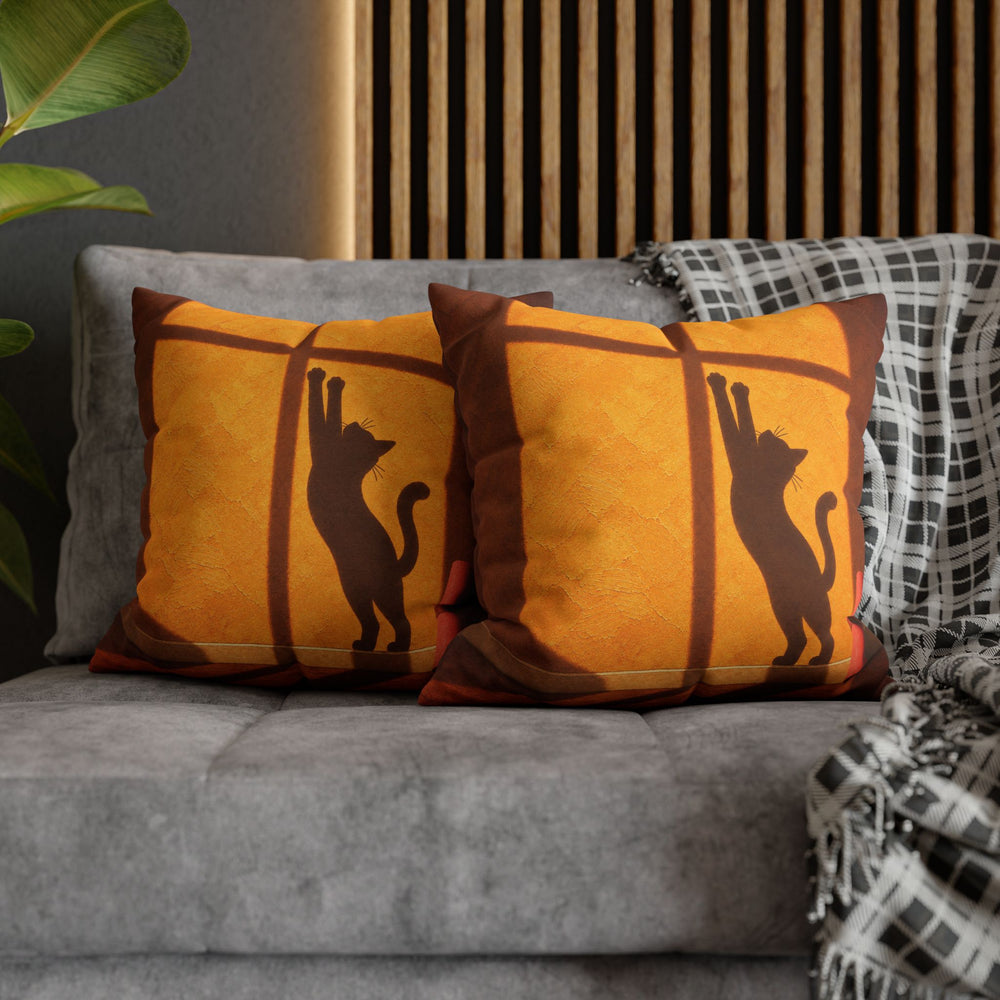 Morning Practice – Yoga Wall Art with an Amber Wall and Hard Shadows – Pillow / Cover