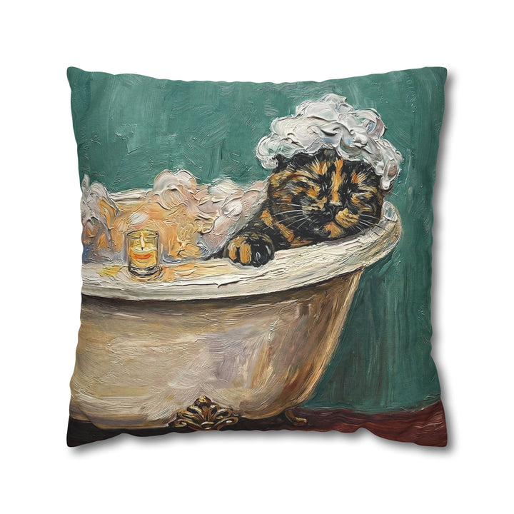 "Spa Day" - Tortoiseshell Pillow Cover - Cat Lover Home Decor