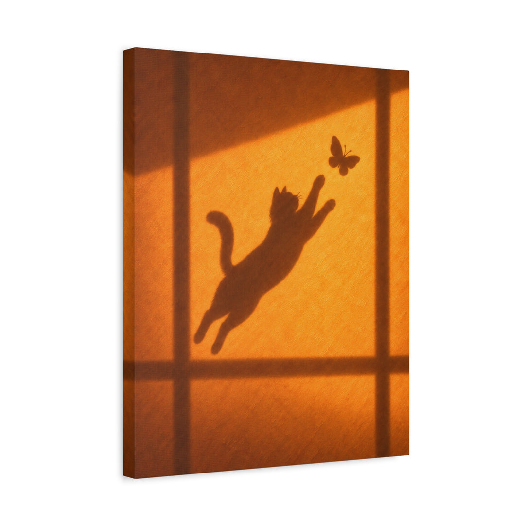 The Chase – Butterfly Wall Art with Shadow Theater on a Sunlit Wall – Canvas / Framed Canvas