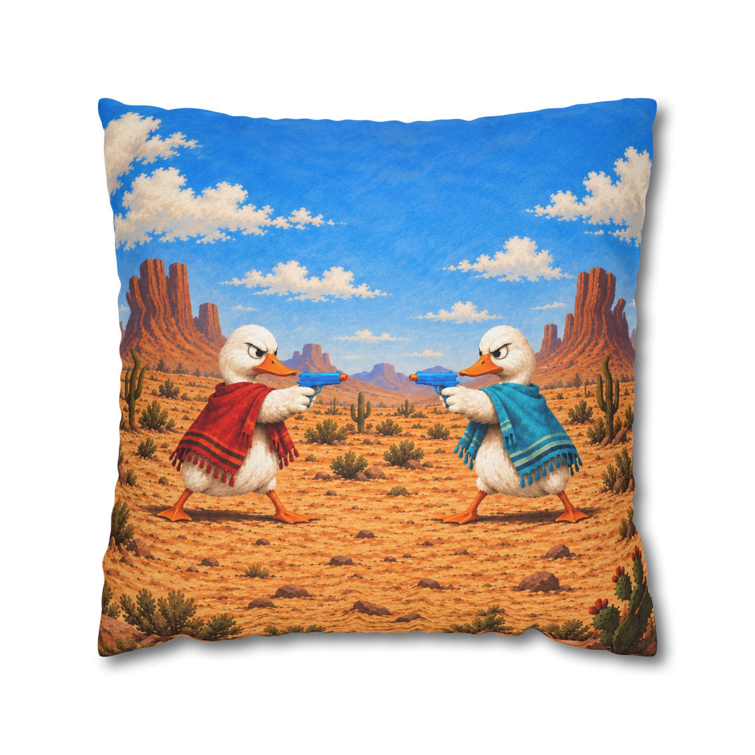 High Noon – Western Decor with a Gunslinger in a Tiny Poncho – Pillow / Cover