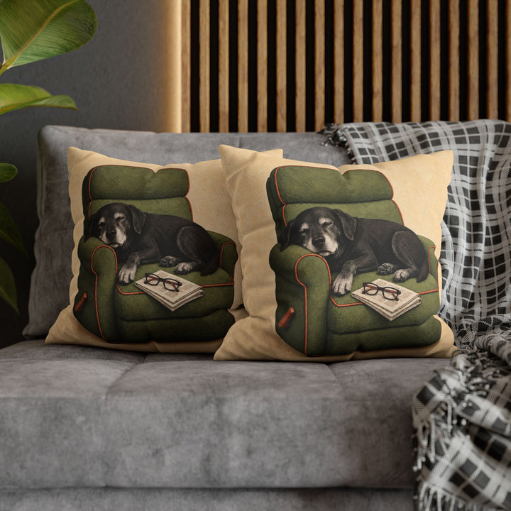 Grandpa's Co-Pilot – Fishing Wall Art with a Grey Muzzle in the Recliner – Pillow / Cover