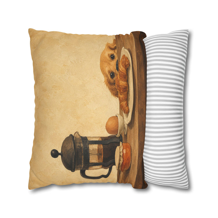 The Breakfast Auditor – Kitchen Wall Art with a French Press and Jam Jar – Pillow / Cover