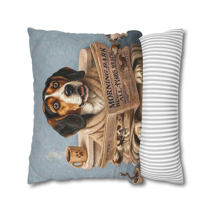 "Morning Business" - Beagle Throw Pillow - Dog Lover Home Decor