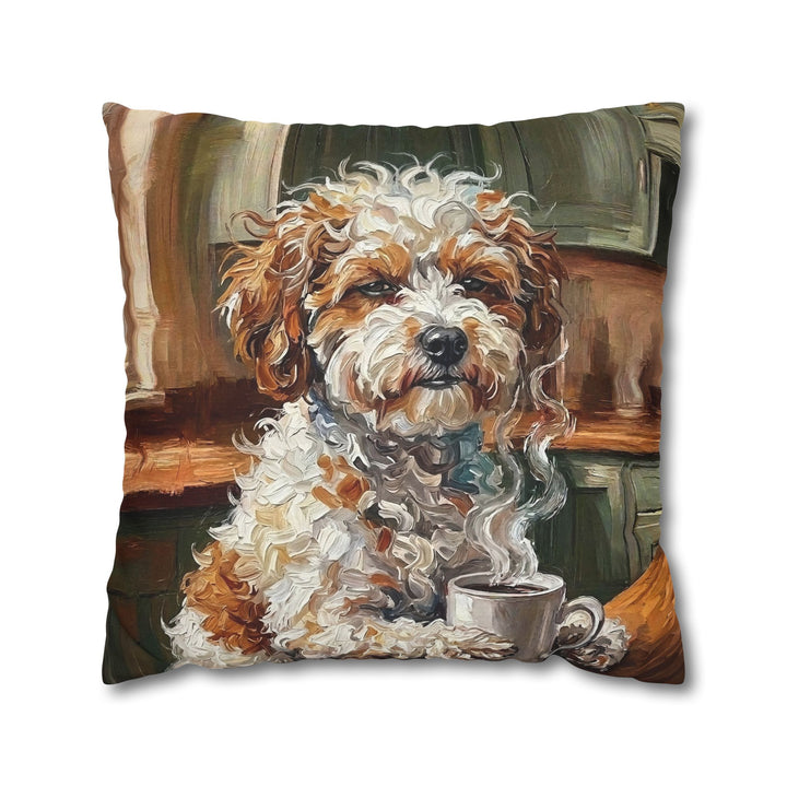 "Before Coffee" - Bichon Frise Pillow Cover - Dog Lover Wall Art Home Decor