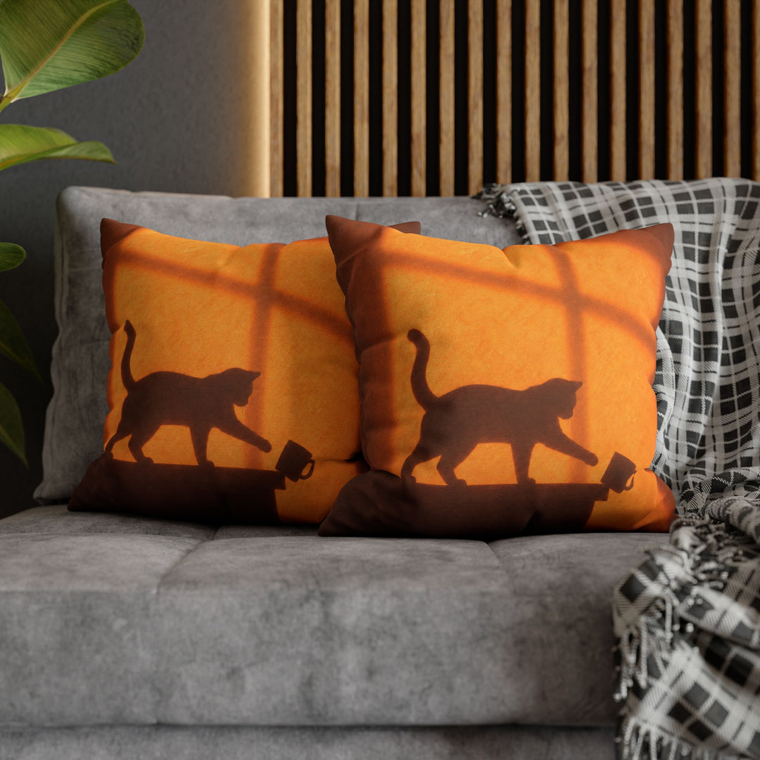 Caught in the Act – Cat Wall Art with an Amber Wall and Cross Light – Pillow / Cover