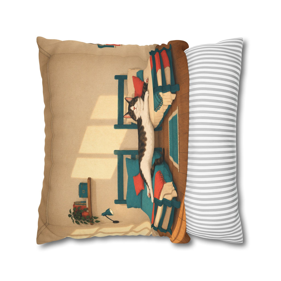 Roommate Agreement – Dorm Room Decor with a Cat Across Both Beds – Pillow / Cover