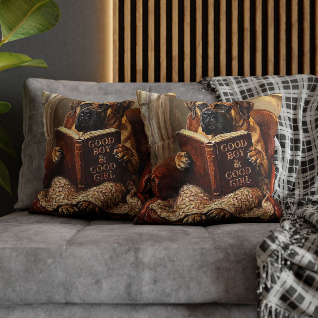 "Evening Read" - Mastiff Throw Pillow - Dog Lover Home Decor