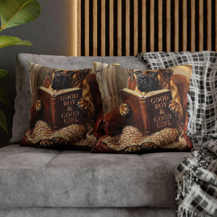 "Evening Read" - Mastiff Throw Pillow - Dog Lover Home Decor