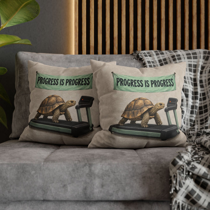 One Percent Slower – Gym Wall Art with a Tortoise on a Treadmill – Pillow / Cover