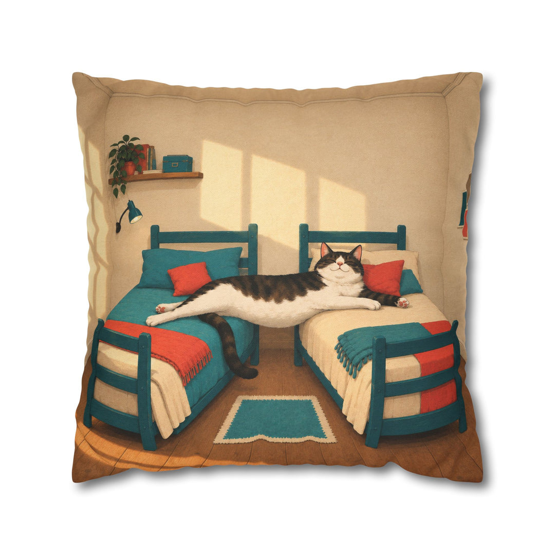 Roommate Agreement – Dorm Room Decor with a Cat Across Both Beds – Pillow / Cover