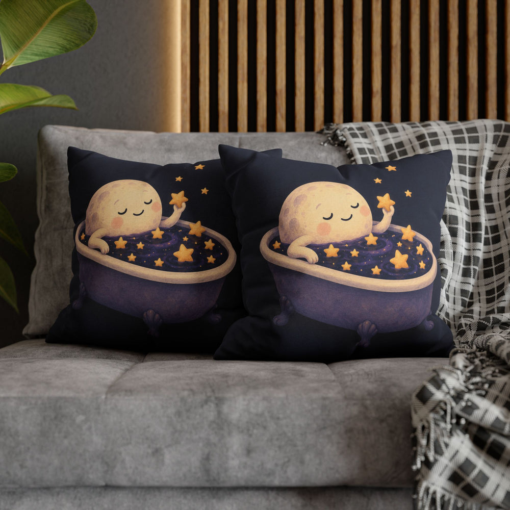 The Moon's Bath – Celestial Wall Art with a Claw Foot Tub of Night – Pillow / Cover