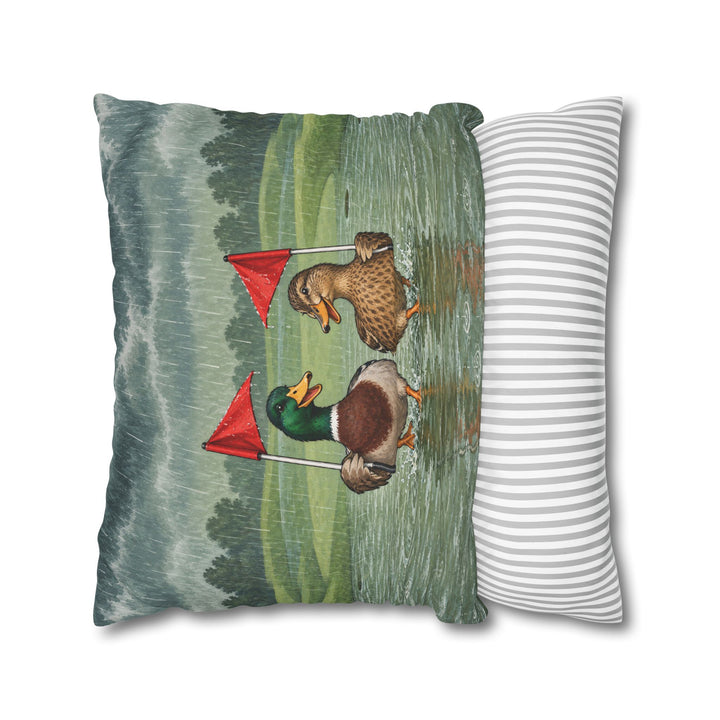 Rain Delay – Golf Wall Art with Two Ducks on a Flooded Green – Pillow / Cover