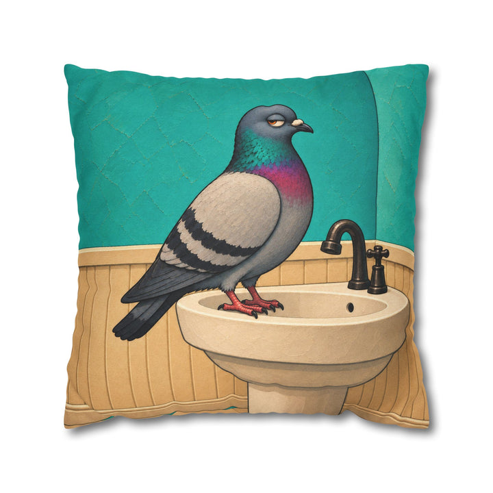 Half Bath Philosopher – Half Bath Decor with a Judgmental Pigeon – Pillow / Cover
