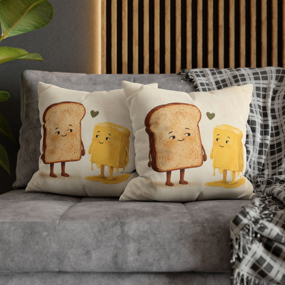 Toast & Butter: A Love Story – Funny Kitchen Art with a Breakfast Romance – Pillow / Cover
