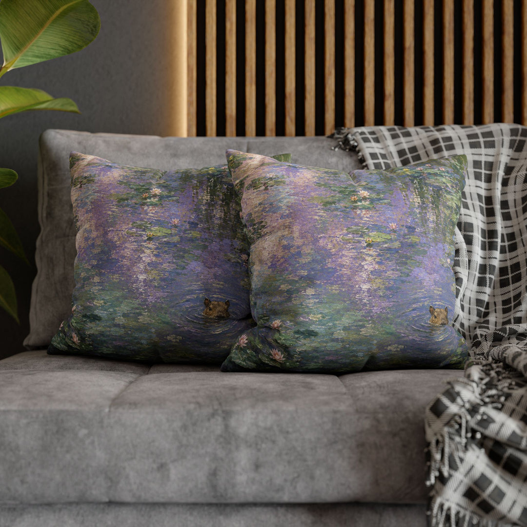 Pond Intruder – Impressionist Art with a Serene Water Lily Scene – Pillow / Cover