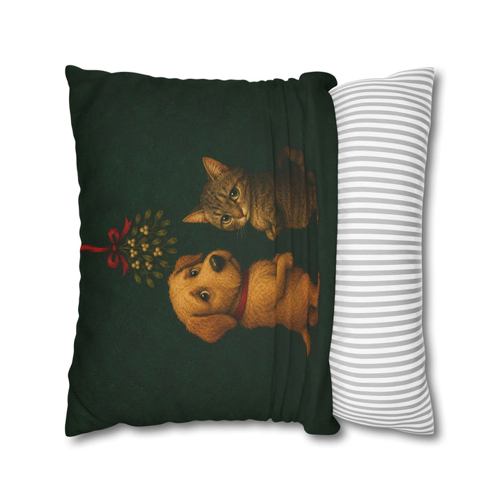 Mistletoe Standoff – Christmas Wall Art with a Reluctant Holiday Pause – Pillow / Cover