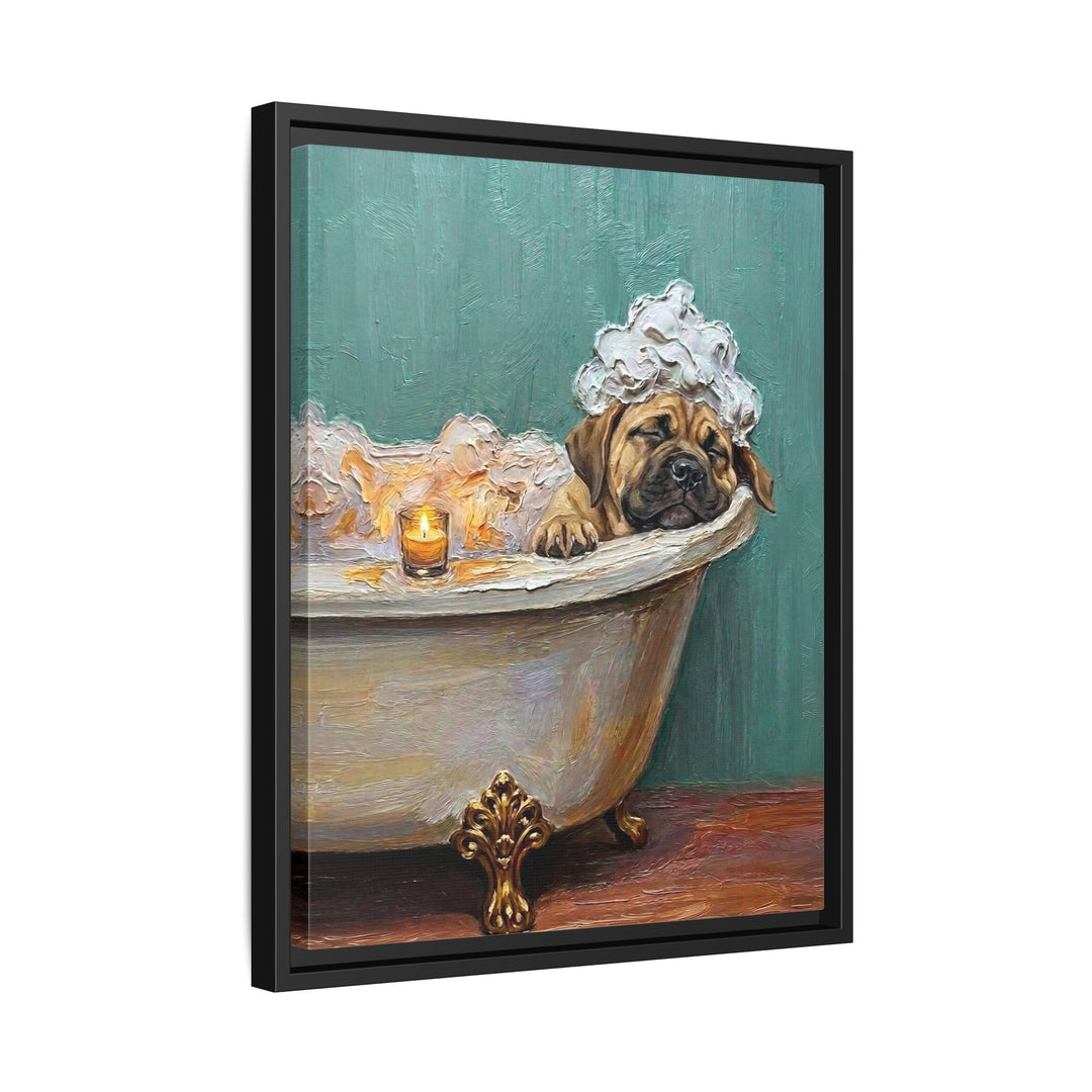 "Spa Day" - Mastiff Vertical Framed Canvas - Dog Lover Wall Art