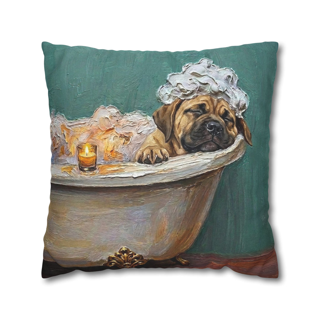 "Spa Day" - Mastiff Throw Pillow - Dog Lover Wall Art Home Decor